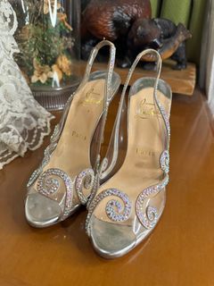 Authentic Christian louboutin  PVC silver crystal  cinderella