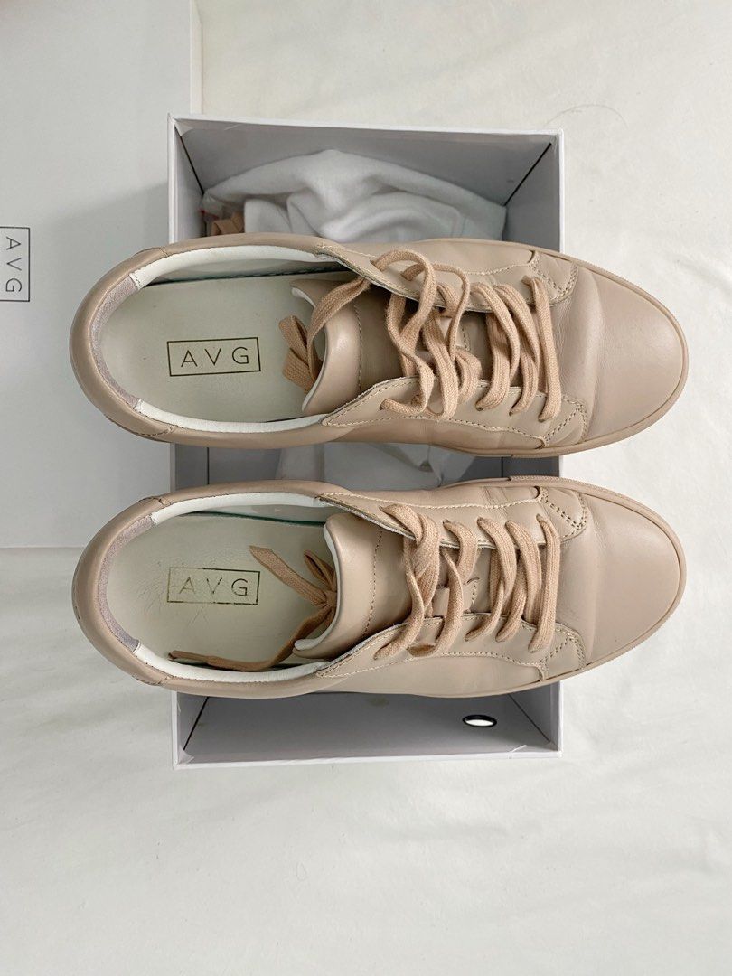 AVG low top (Rose) (Category: Sneakers) located in Pasig City. Submitted by jdlmnl (Listing ID 1304188375, Image 2). Description: Authentic AVG los tops. - Cow leather sneaker. - Color: Rose. - Size 41. Still comes with original box, extra lace, and pouch. Used 3-4x only. Bought July 2023. RFS: Wanted to try but not my style 🥲.
