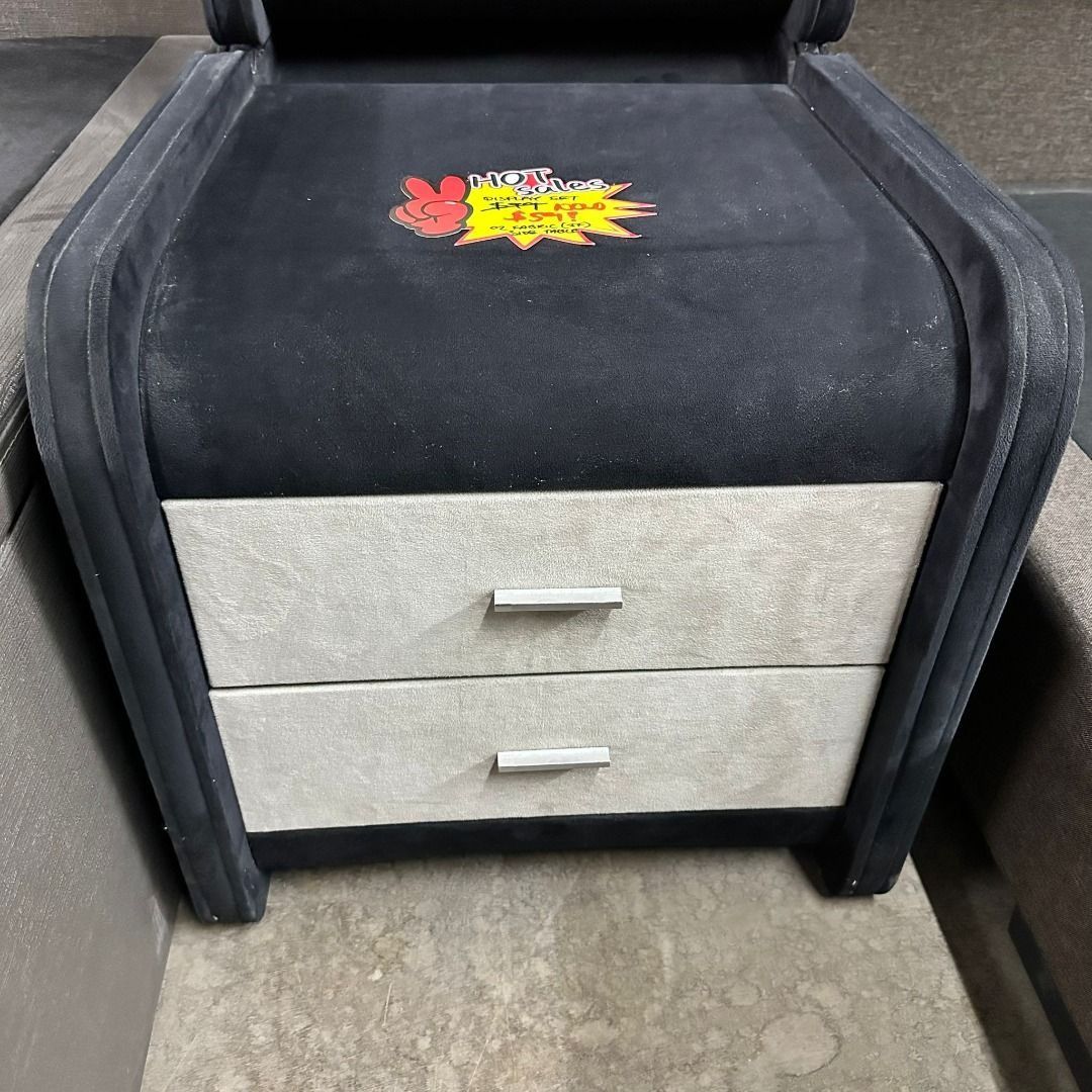 Bedside Table (Category: Shelves, Cabinets & Racks) located in Singapore. Submitted by budgetfurnishing (Listing ID 1304175526, Image 1). Description: Display Set - Bedside Table 💥1 x Bedside Table with Drawer (Velvet Material) 1 Piece - $28 2 Piece - $50 3 Piece - $70 💰Usual Price: $199 💰NOW: $28 🚚 Delivery additional $20 (Islandwide except CBD/SENTOSA/TUAS) 💵Payment method Paynow via UEN/ Walk-in Cash 📍14 Marsiling Industrial Estate 1, #0