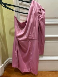 Bershka Pink Satin Asymmetrical Dress