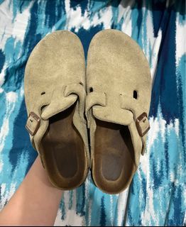 Birkenstock Boston Suede Taupe Clogs Soft footbed Size 36