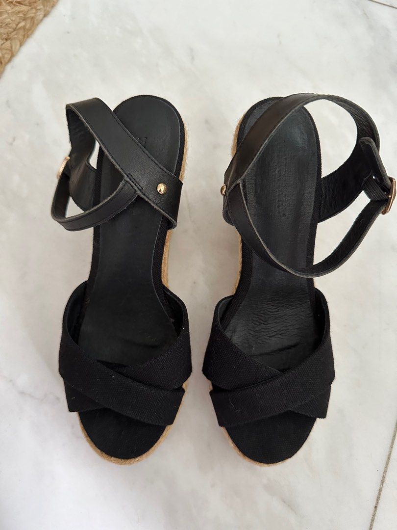 Black Canvas Wedges