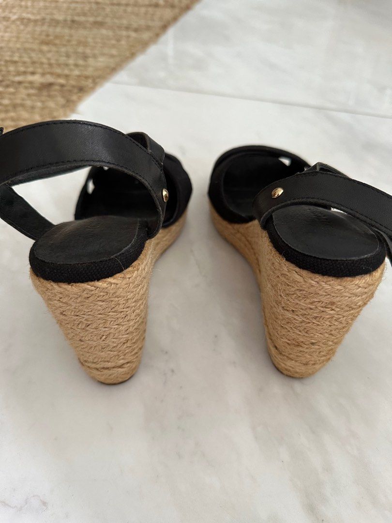 Black canvas wedges best sale