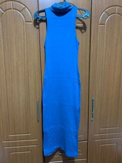 Blue bodycon long dress for women