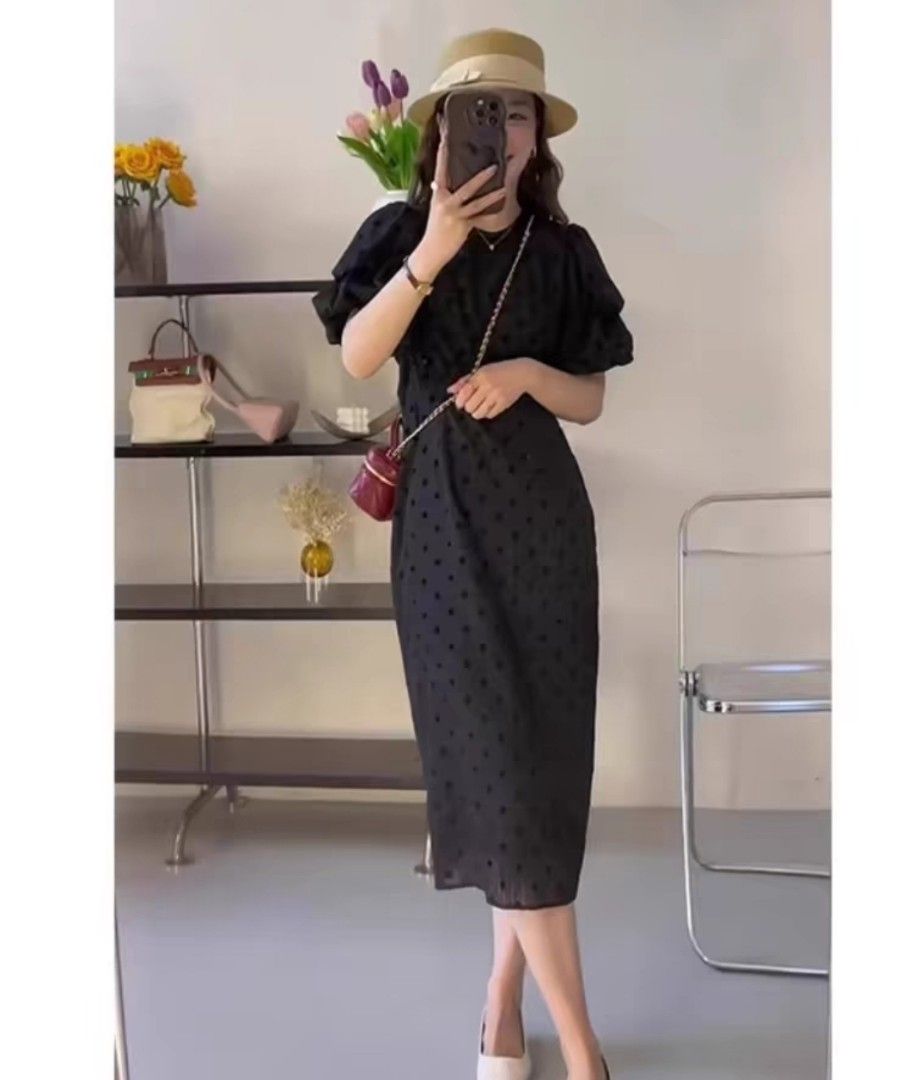 Brand New Black Polka Dots Chiffon Dress Audrey Hupburn style S or M Women s Fashion Dresses Sets Dresses on Carousell