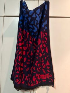 Burberry blue red wool shawl