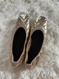 Burberry inspired gold quilted Ballet flats
