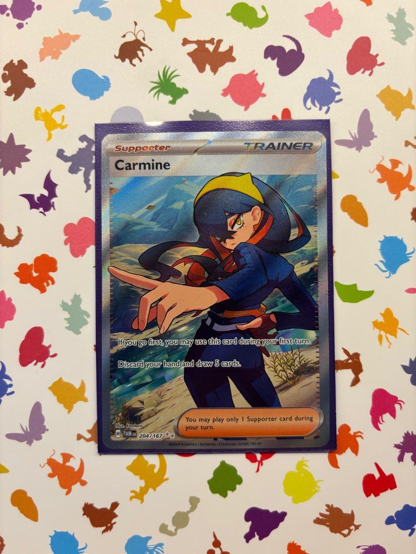 carmine pokemon card full art Amazon.com: Pokemon – Carmine 204/167 – Twilight Masquerade – Full Art  Suppoter Card – Secret Rare : Toys & Games main image 1