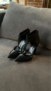 Casadei black leather heels