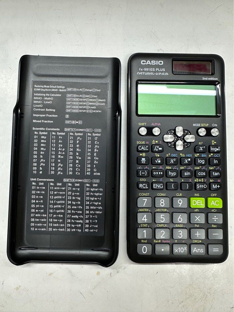 Casio Calculator FX-991ES PLUS 2nd Edition (Category: Office & Business Technology) located in Manila. Submitted by seikowatchfactory (Listing ID 1304214994, Image 3). Description: Brand New in Box Authentic Casio Calculator 10/10 Model: FX991ES PLUS Price: 1200 pesos Specifications: Size (D x W x H) 161.5 x 77 x 11.1mm Weight: 95g Non Programmable Non Graphing Number of Functions: 417 Number of digits: 10 + 2 digits Natural textbook display Dot 