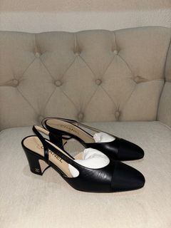Chanel black slingback heels