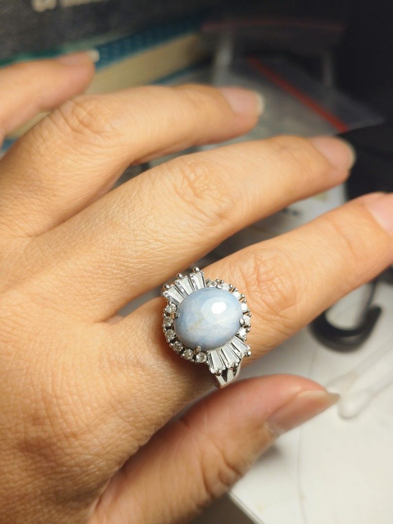 Cincin perak 925 batu asli Natural corondum star sapphire. Size 15 16 Fesyen Wanita Perhiasan di Carousell