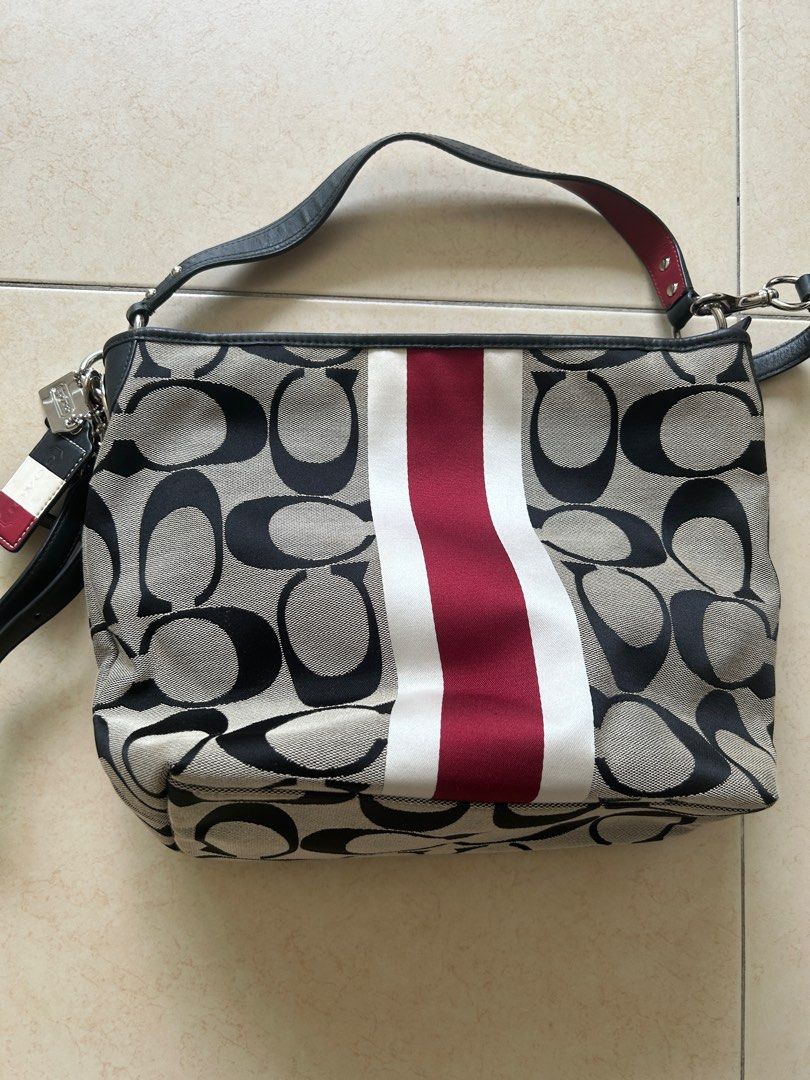 Coach Hamptons Weekend Signature Stripe Shoulder Bag Tote Handbag
