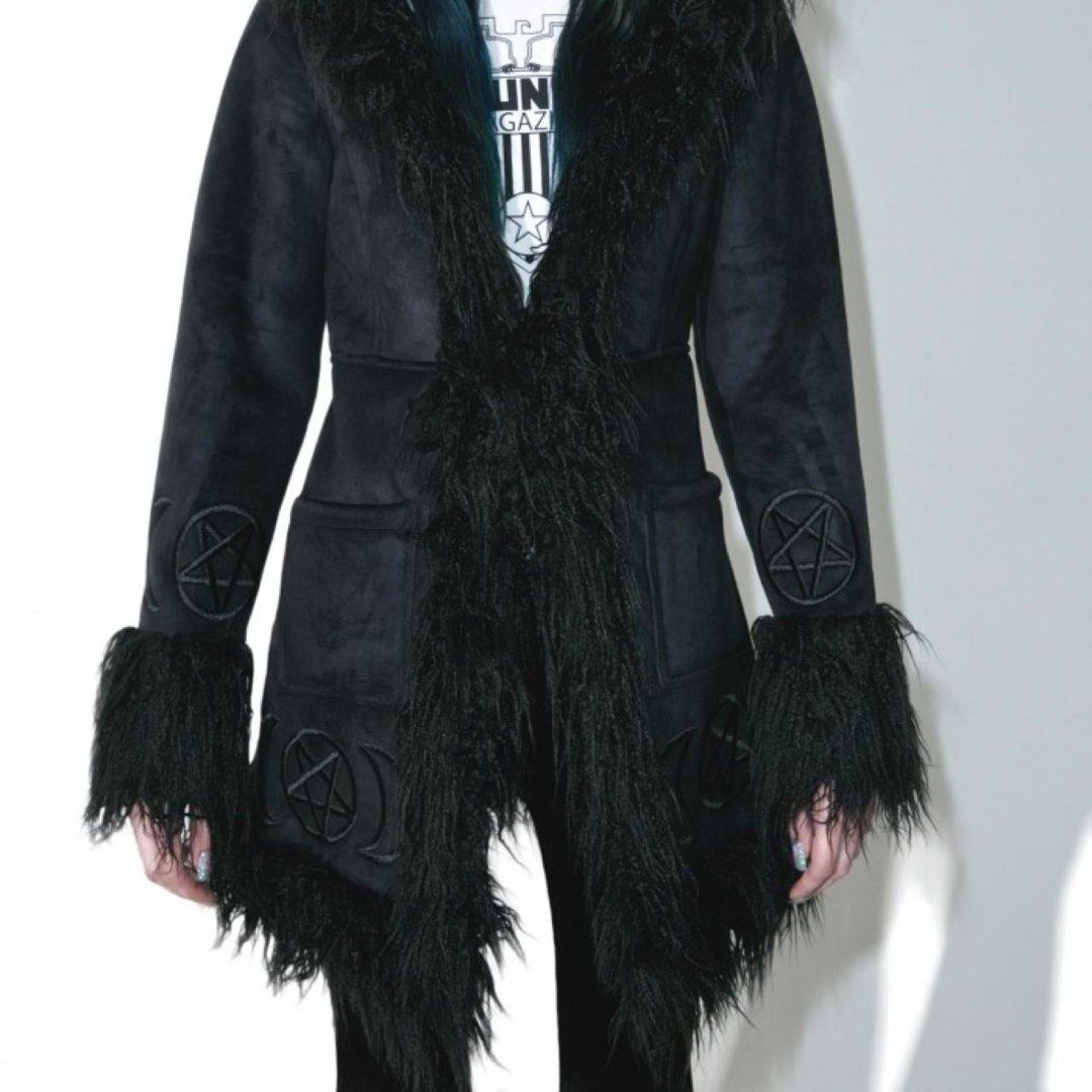 Die Anna Almost Infamous Shearling Coat Goth Winter Coat from KILLSTAR