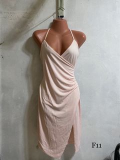Dusty Pink Wrap Bodycon Dress Bridal Gown