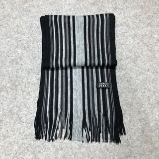 GIORGIO FUCCI Italy Knitted Knit Muffler Fringe Tassel Scarf Scarves  Winter Snow Black White