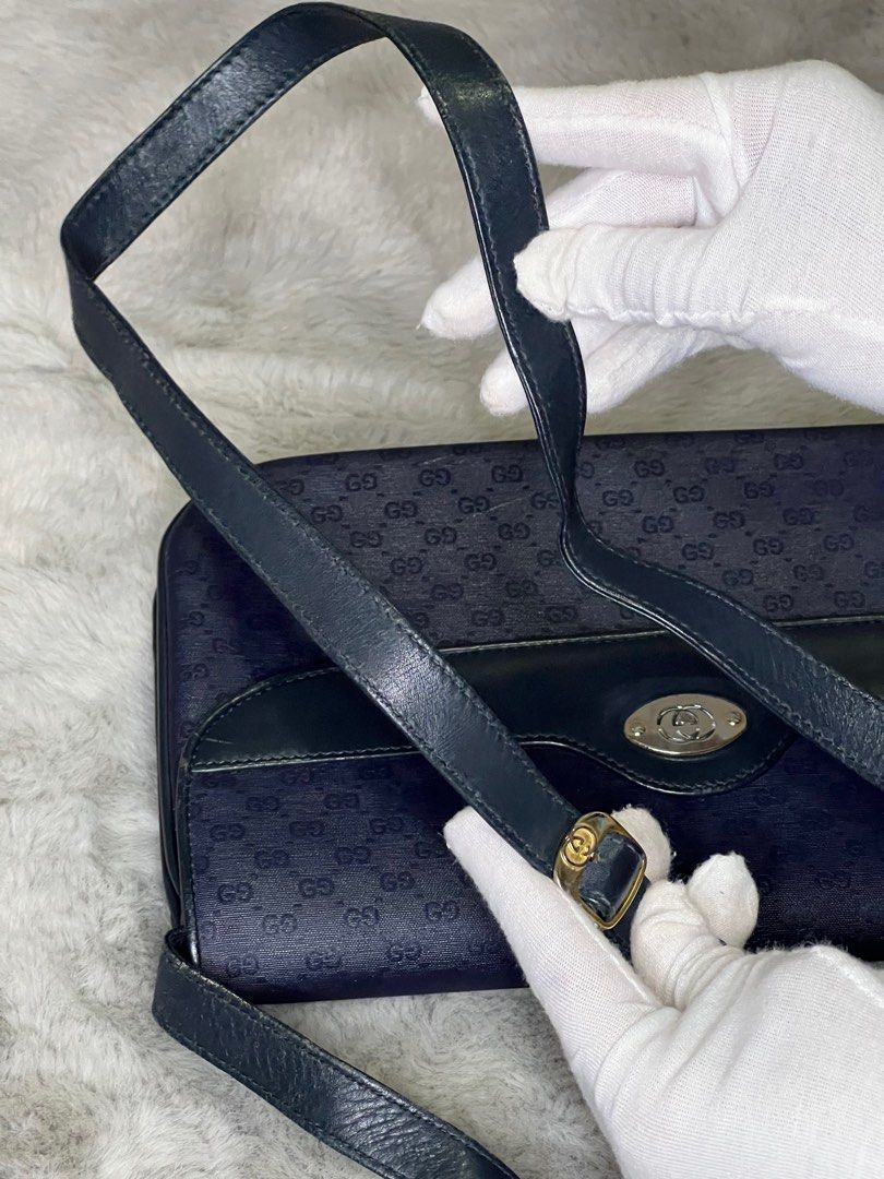 Gucci Blue Sling Bag (Category: Luxury Bags & Wallets) located in Manila. Submitted by zapantaesther (Listing ID 1304170903, Image 3). Description: Tarnished Gold hardware In very good condition.