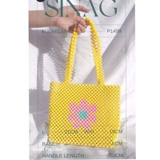 Gunita the Label Sinag bulaklak yellow shoulder bag beaded flower design