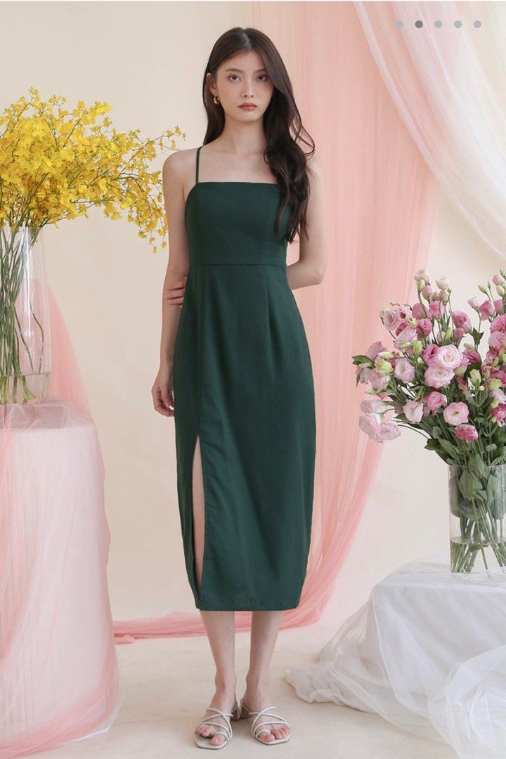 Low back linen dress online