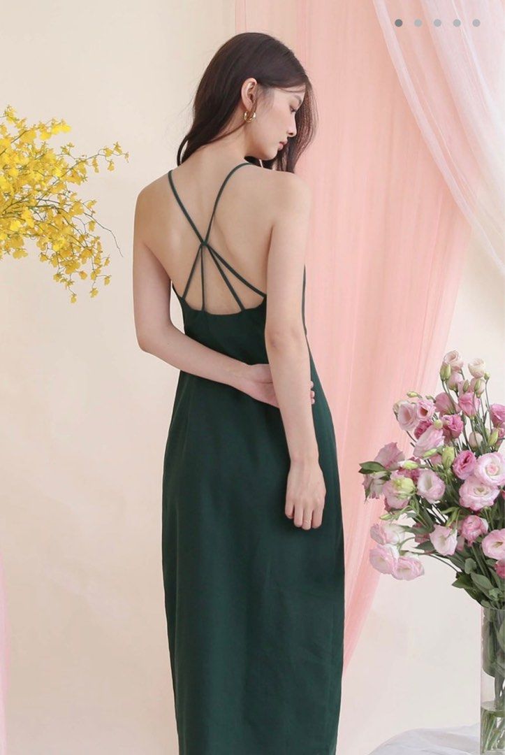 Low back linen dress shop