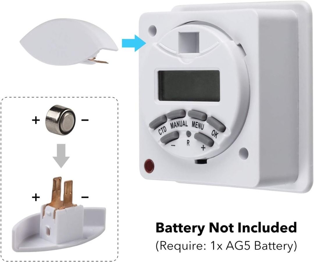 HBN Weekly Programmable Electronic Digital Wall-Mounted Timer Switch ...