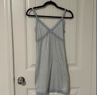 H&M Divided light blue floral lace trim dress Size Small coquette ditsy glam y2k