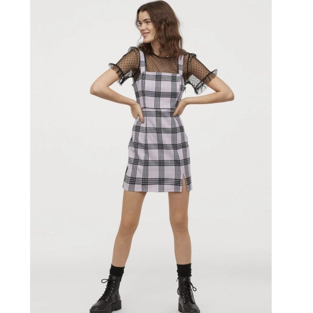 h&m purple plaid dress H&M Purple Plaid Dress XL (16-18) New
