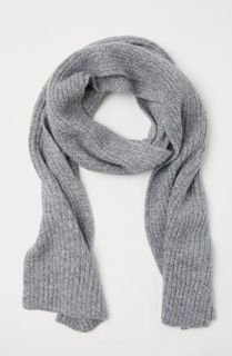 H&m Ribbed Knitted Knit Muffler Scarf Scarves Winter Snow Grey Gray