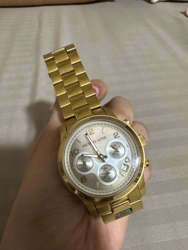 Michael Kors Gold Watch with Pearl Face Luxury Watches on Carousell