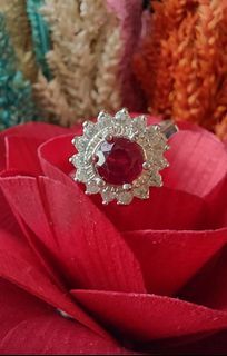 Japan S925  ruby with cz ring
