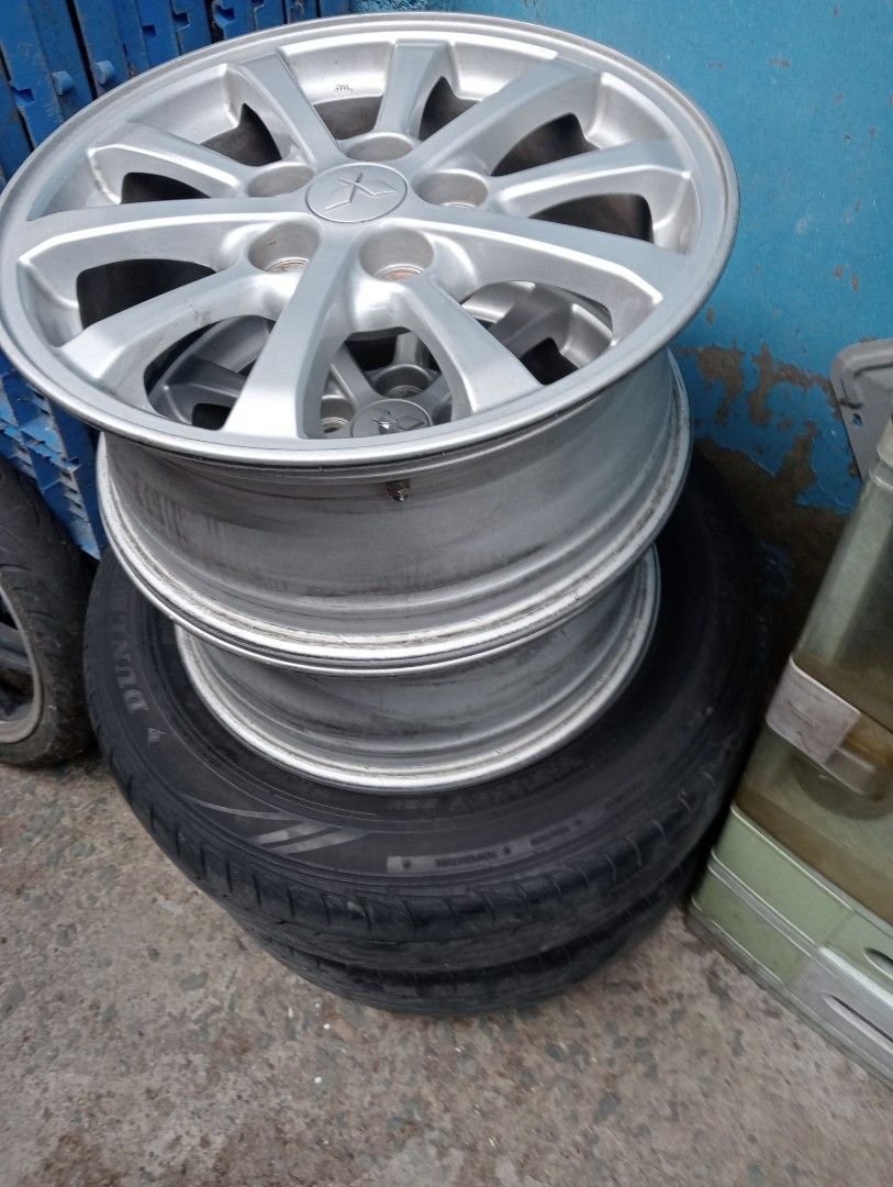 lancer ex stock mags 16 inch 5 holes pcd 114 with 2 tires Dunlop 205 ...