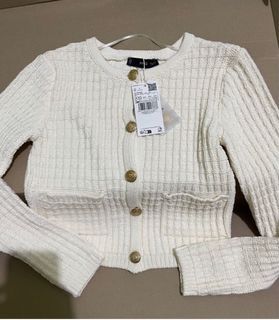 Mango Knitted Cardigan with Gold Gem Buttons