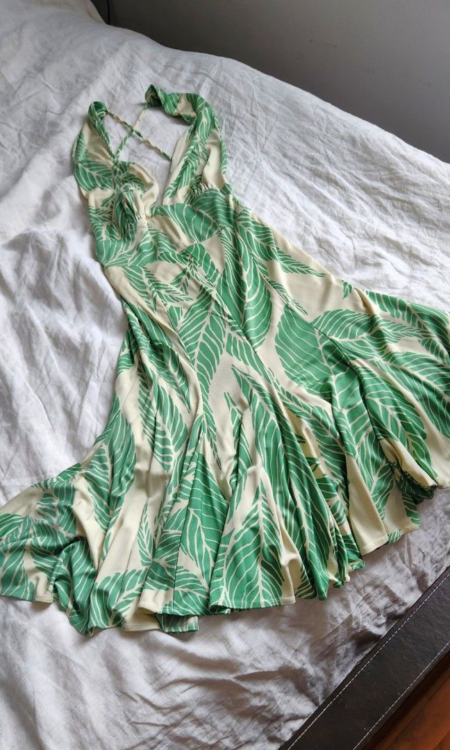 Mara Hoffman Green Leaves Halter neck Dress