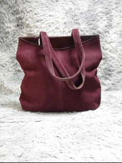 Maroon Suede Leather Shoulder Bag