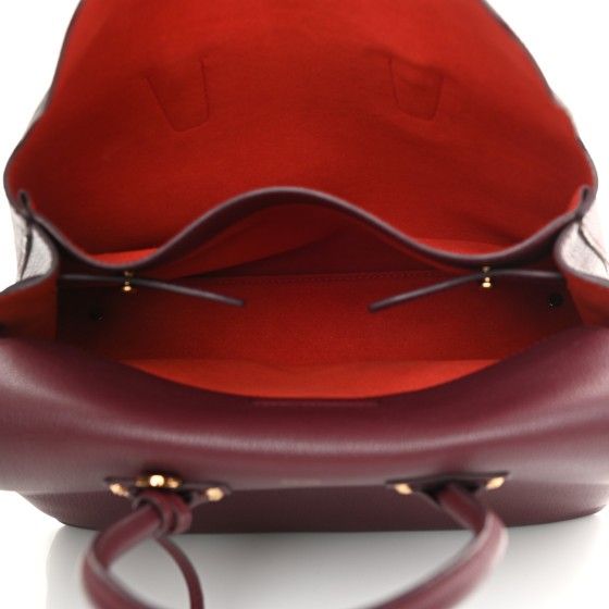 MCM Grained Calfskin Studded Medium Milla Tote in Burgundy