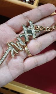 Michael Kors Crystal Gold Logo Key Chain FOB Hang Tag Purse Bag Handbag Charm