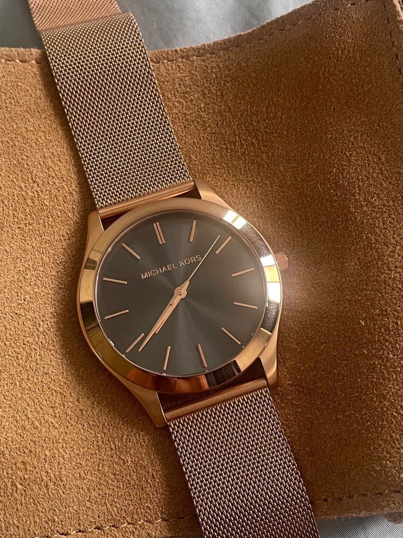 Michael kors mesh watch rose gold sales