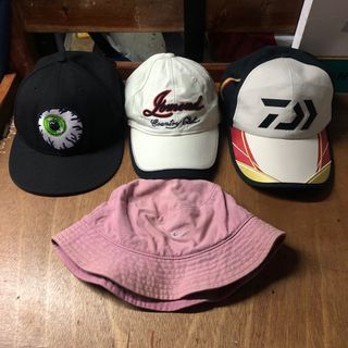 Mishka/MNWKA New Era Cap, Nike Bucket Hat, Daiwa Fishing Cap, and Country Club Cap