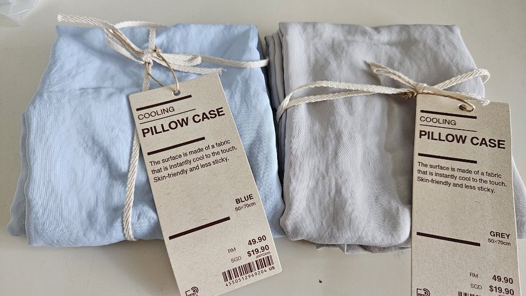 Muji Cooling Pillow Cases x 1 pc grey 50 x 70cm Furniture Home Living Bedding Towels on Carousell