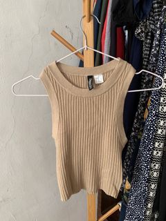 Nude Sleeveless Ribbed Top H&M