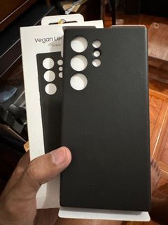 Original samsung s24 ultra vegan leather black case
