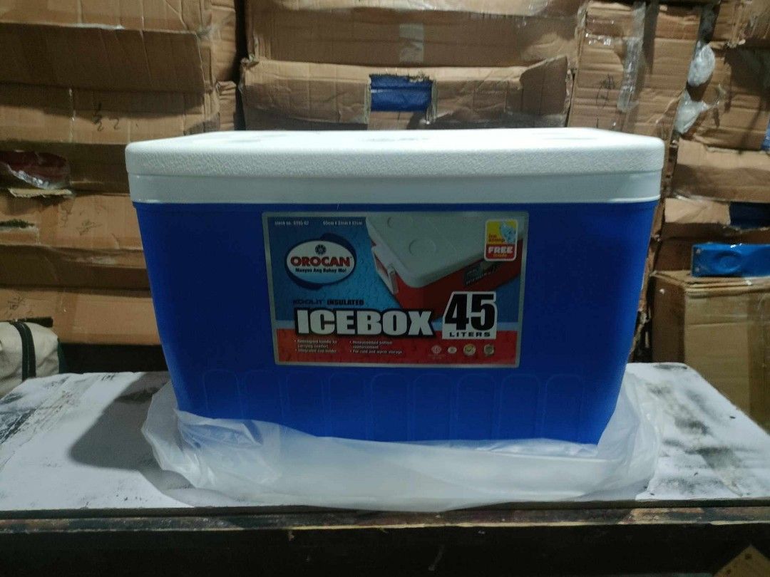 OROCAN ICE BOX 45 Liters (Category: Storage Boxes & Baskets) located in Manila. Submitted by redonlineshop (Listing ID 1304109359, Image 2). Description: OROCAN ICE BOX 45 Liters ₱1450 ON HAND BRAND NEW Mode of Payment: Gcash,COD Same day delivery + Delivery Fee.