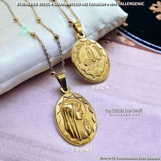 Our Lady of FATIMA Front and Back Pendant with CHAIN