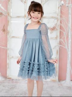 Paisley Doll Dress in Dusty Blue