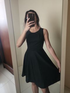 plain black decent knee length dress