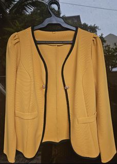 Plain Yellow Orange Blazer Coat