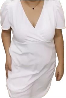 Plus size - white faux wrap dress