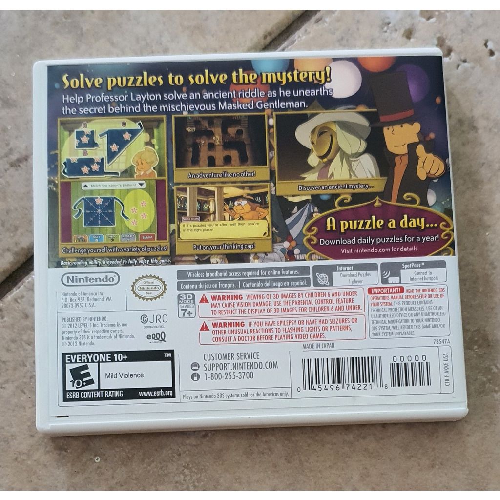 Professor Layton and the Miracle Mask (Category: Nintendo) located in Manila. Submitted by topperware (Listing ID 1304212435, Image 2). Description: Unsealed but never used last price.