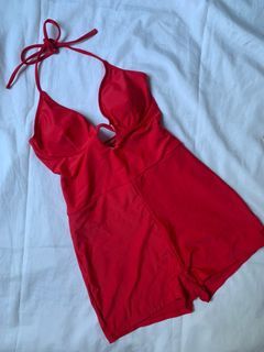Red short one Piece with underwire