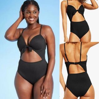 (S) SHADE A& SHORE Ribbed Underwired One Piece Swimsuit